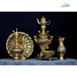 سرویس سماور و آفتابه لگن دارای پوشش کوره ای با مقاومت بالا و امضاء دار