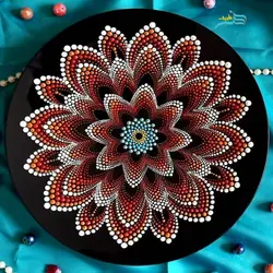 بشقاب شیشه ایی نقطه کوبی دیوارکوب ماندلا قابل شستشو و با مواد درجه 1
