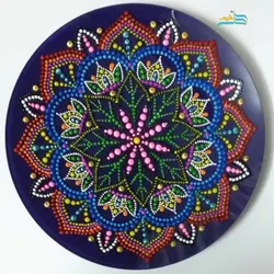 بشقاب شیشه ایی نقطه کوبی دیوارکوب تاج، قابل شستشو و با درخشانی بالا