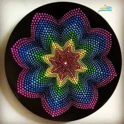 بشقاب شیشه ایی نقطه کوبی دیوارکوب سه بعدی با رنگ ثابت متالیک درخشان، قابل شستشو