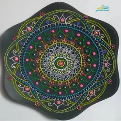 بشقاب شیشه ایی نقطه کوبی دیوارکوب طرح محراب، قابل شستشو و با رنگ ثابت