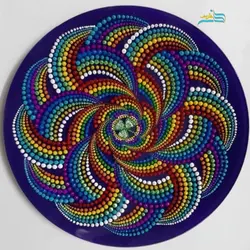 بشقاب شیشه ایی نقطه کوبی دیوارکوب طرح رنگین کمان با ماندگاری رنگ بالا