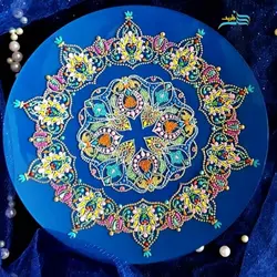بشقاب شیشه ایی نقطه کوبی دیوارکوب 23 طرح شمسه با رنگی درخشان و زیبا، قابل شستشو