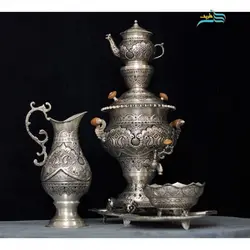 سرویس سماور 5 لیتری و آفتابه لگن با روکش نقره کوره ای با ضمانت ثابت بودن رنگ