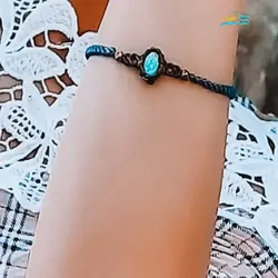 دستبند تهمتن دستساز با سنگ فیروزه نیشابور قابل شستشو و بسیار شیک و زیبا