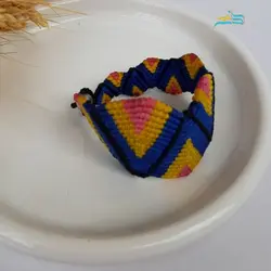 دستبند آماج دستساز، جنس نخ موم زده با سنگ عقیق مکزیکی، بسیار با دوام