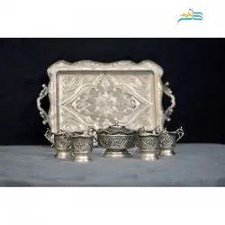 سرویس سماور و چای خوری قلم اعلاء 4 لیتری با روکش کوره ای و رنگ ثابت