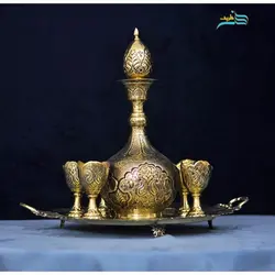 سرویس سماور و شربت خوری 5 لیتری قلمزنی دست اعلاء امضاء دار