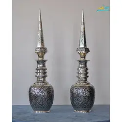 تنگ شاخدار قلم زنی اعلا جنس برنج و آبکاری نقره و سیاه قلم، دارای روکش کوره ای و رنگ ثابت