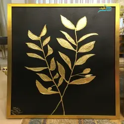 تابلو سه تکه ژینکو ورق طلا قابل جابجایی با ورق نقره به دلخواه مشتری، بدون قاب