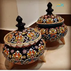 آجیل خوری سفالی میناکاری کاملاً کاربردی و قابل شستشو با کیفیت عالی