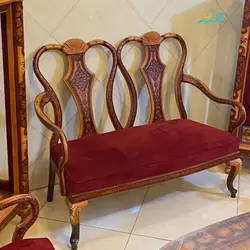 مبلمان معرق 7 نفره کلاسیک چپندر و میز وسط کاملاً دست ساز با چوب راش گرجستان