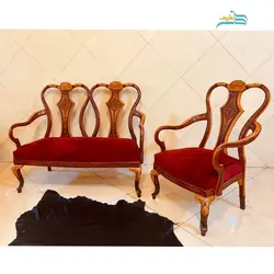 مبلمان معرق 7 نفره کلاسیک چپندر و میز وسط کاملاً دست ساز با چوب راش گرجستان