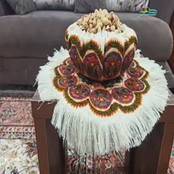 ست رومیزی و آجیل خوری پته آستر کشی شده با رنگهای طبیعی
