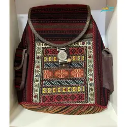 کیف کوله بزرگ تمام گلیمی پشمی جنس پشم کرک مرینوس با کیفیت بالا و رنگ طبیعی گیاهی