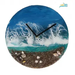 ساعت دیواری دژاوو طرح دریا ساخته شده از متریال درجه 1 چوب روس، رزین شفاف با کیفیت بالا