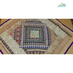 رومیزی مربع سوزن دوزی و آینه کاری B-8 سرمه دوزی شده با پارچه ساتن عالی درجه 1