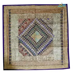 رومیزی مربع سوزن دوزی و آینه کاری B-8 سرمه دوزی شده با پارچه ساتن عالی درجه 1