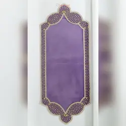 رومیزی مستطیل سنگ دوزی پارچه مخمل  B-9، طرح خاص چشم نظر با سنگ های بسیار زیبای طلایی