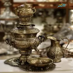 سرویس سماور زغالی ٤ لیتری نانو شده ریز قلم با ورق ضخیم برنجی