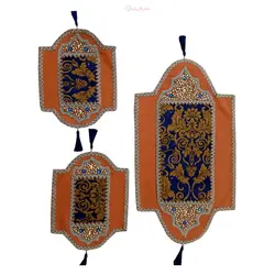 ست سه تکه رومیزی سنگ دوزی  B-13 با پارچه مخمل  با کیفیت بالا و درجه 1