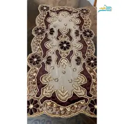 رومیزی سوزن دوزی و آینه کاری B-16 مستطیل و سنگدوزی با پارچه تور دوخت تمیز با کیفیت