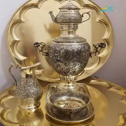 سماور زغالی برنجی آناناسی دسته توری قلم ملکوتی 4 لیتری با ورق ضخیم و با کیفیت