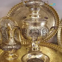 سماور زغالی 6 لیتری خورشیدی اعلا دست ساز با ضمانت ماندگاری رنگ طلایی تولید اصفهان