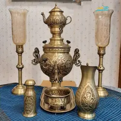 سماور برنجی زغالی قلمزنی ٦ لیتری قلم دست با ورق ضخیم