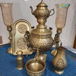 سماور برنجی زغالی قلمزنی ٦ لیتری قلم دست با ورق ضخیم