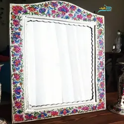آینه و شمعدان قلمزنی دست برنجی روکش نقره نقاشی دست خاص و بی نظیر