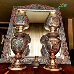 آینه شمعدان برنجی ریز قلم روکش نقره رنگ ثابت محصولی خاص و بی نظیر