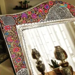 آینه شمعدان برنجی ریز قلم روکش نقره رنگ ثابت محصولی خاص و بی نظیر