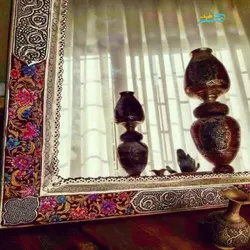 آینه شمعدان برنجی ریز قلم روکش نقره رنگ ثابت محصولی خاص و بی نظیر