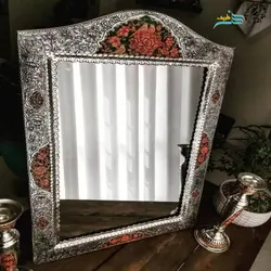 آینه شمعدان دست ساز نقاشی دست برنجی روکش نقره رنگ ثابت