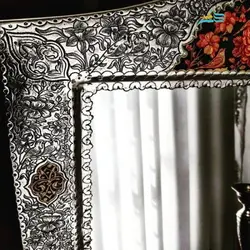 آینه شمعدان دست ساز نقاشی دست برنجی روکش نقره رنگ ثابت