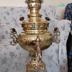 سماور زغالی برنجی 6 لیتری سنگین وزن ورق ضخیم