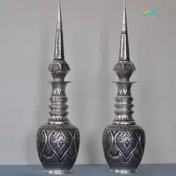 سرویس سماور برنجی قلمزنی روکش نقره و تنگ شاخدار با روکش کوره ای