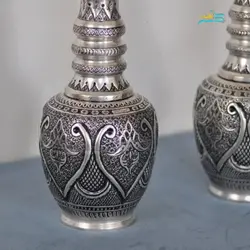 سرویس سماور برنجی قلمزنی روکش نقره و تنگ شاخدار با روکش کوره ای