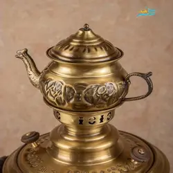 سرویس سماور زغالی 6 لیتری برنجی دستساز با روکش نانو
