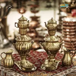 سرویس سماور برنجی کوچک ١ لیتری با پوشش نانو آنتیک شده در دو طرح
