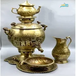 سرویس سماور ٦ لیتری قلمزنی زغالی و‌ گازی آنتیک ریز قلم