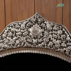 سرویس آینه شمعدان نقش گل برجسته برنجی قلمزنی روکش نقره