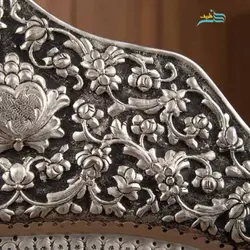 سرویس آینه شمعدان نقش گل برجسته برنجی قلمزنی روکش نقره