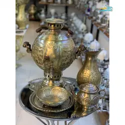 سماور گازی برنجی 6 لیتری دسته شاخ ورق ضخیم کیفیت عالی