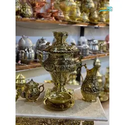 سرویس سماور گازی برنجی چهار لیتری ورق یک دهم کیفیت عالی