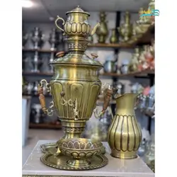 سرویس 5 تکه سماور گازی برنجی 6 لیتری ورق ضخیم و با کیفیت