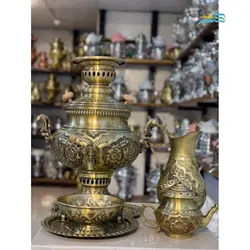 سرویس سماور گازی برنجی 8 لیتری با ورق ضخیم و نقش زیبا