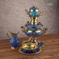 سرویس سماور برنجی دکوری 3 لیتری پرداز با روکش پلی استر