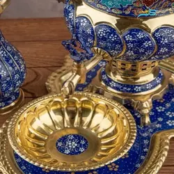 سرویس سماور برنجی دکوری 3 لیتری پرداز با روکش پلی استر